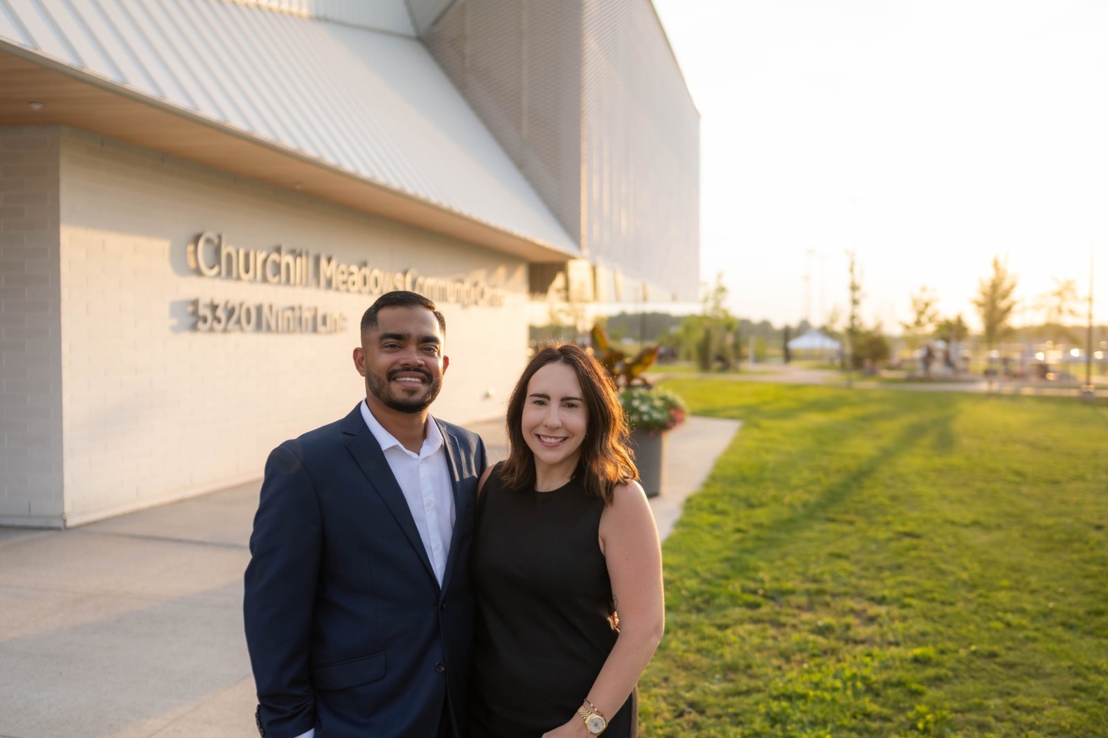 Aatish Jamal with his wife at Churchill Meadows Community Centre